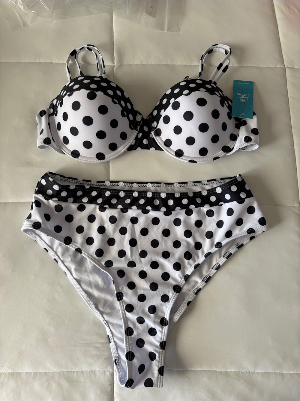 Cupshe Black & White Polka Dot Underwire Bikini Set